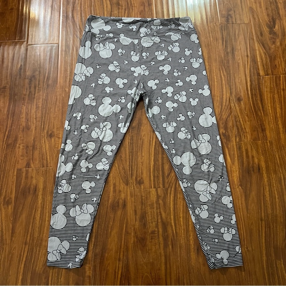 Lularoe Disney Mickey Minnie Mouse Black Gray Leggings size TC/2 (29-26)